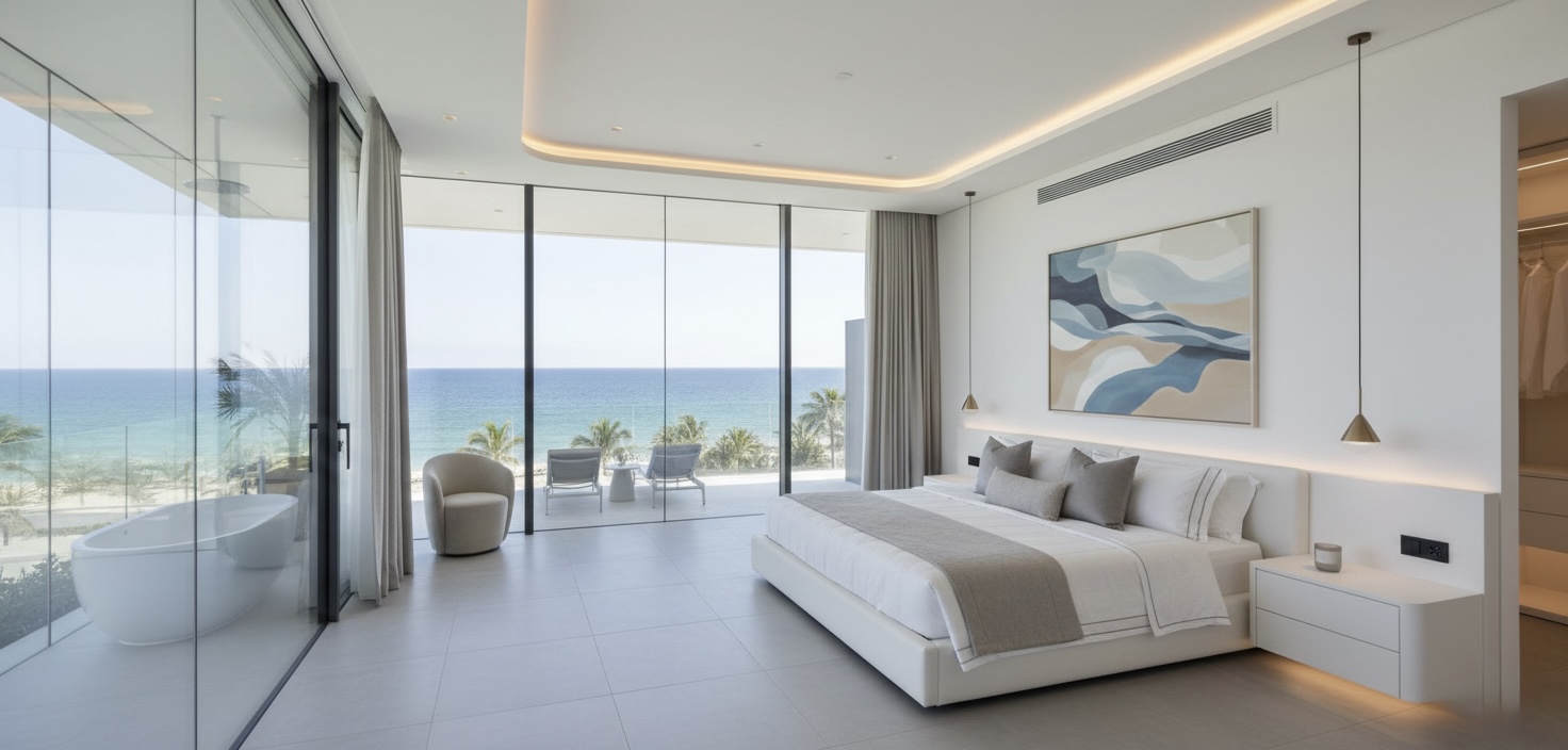 Open sea view from one of two beachfront villas in Netanya