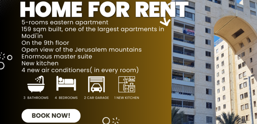 Five Room Modi’in apartment for Rent