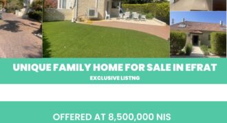 Private Home For Sale in Efrat