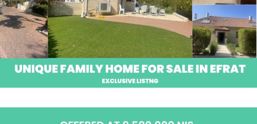 Private Home For Sale in Efrat